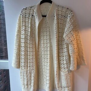 Vintage ivory crochet cardigan sweater